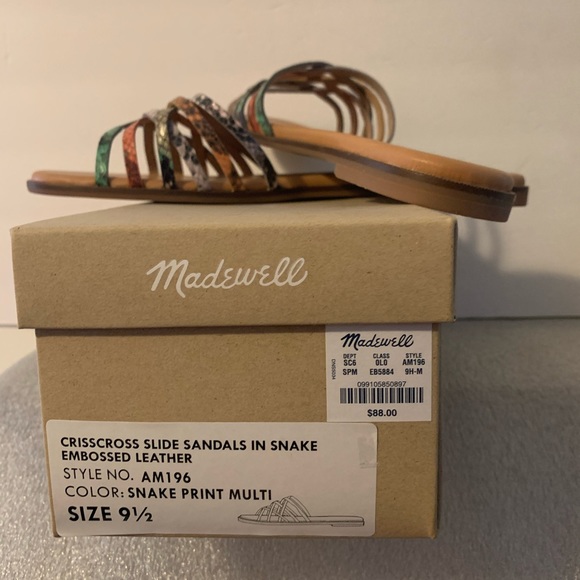 Madewell Tracie Crisscross Slide Sandal Snake Embossed Leather Size 9.5M - Picture 5 of 7